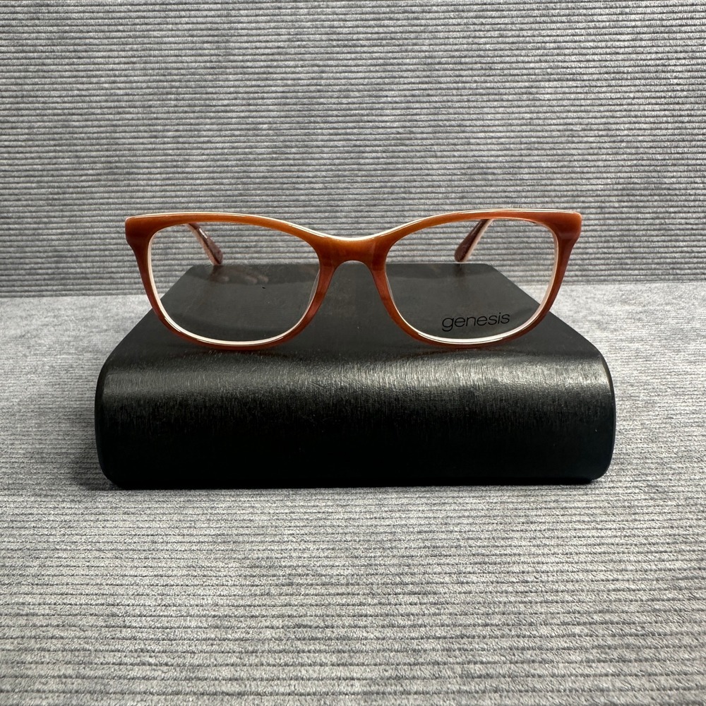 Altair Genesis G5035 Rose Eyeglass Frames Brown Cream Rectangular Cat Eye Y2k